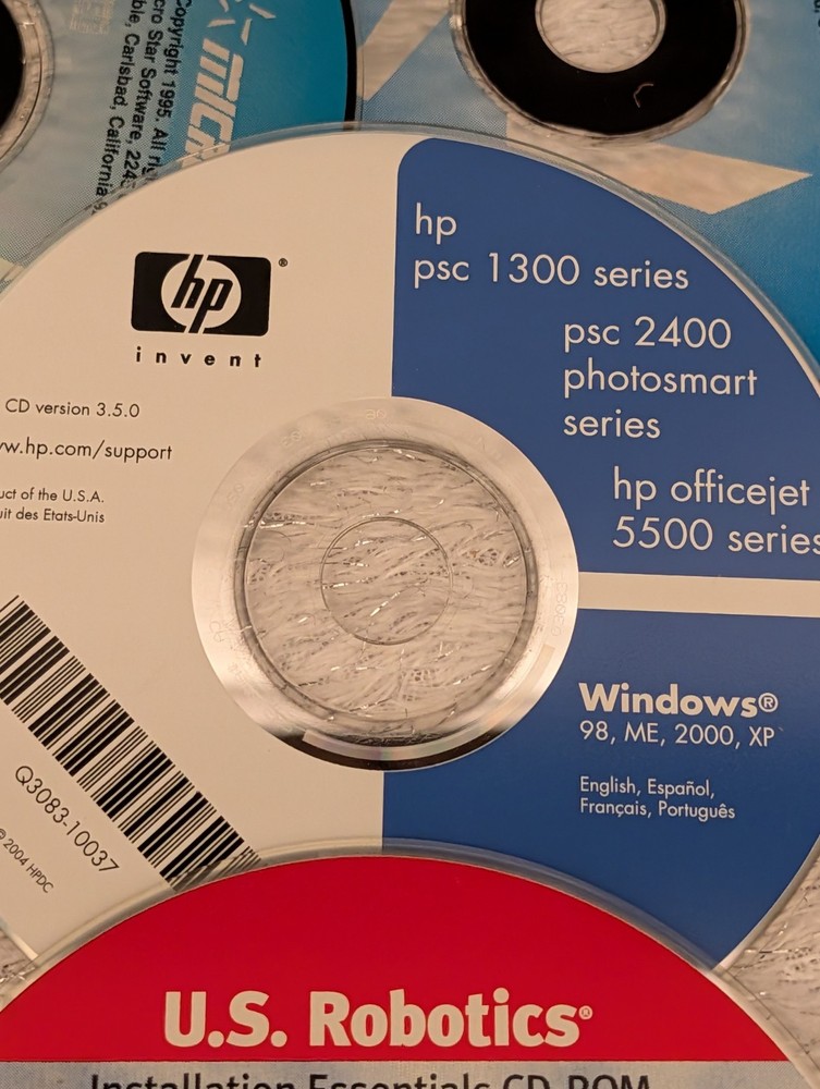 Vtg 1990s Computer Software Discs: Micro Star, U.S. Robotics, HP PSC 1300, More!