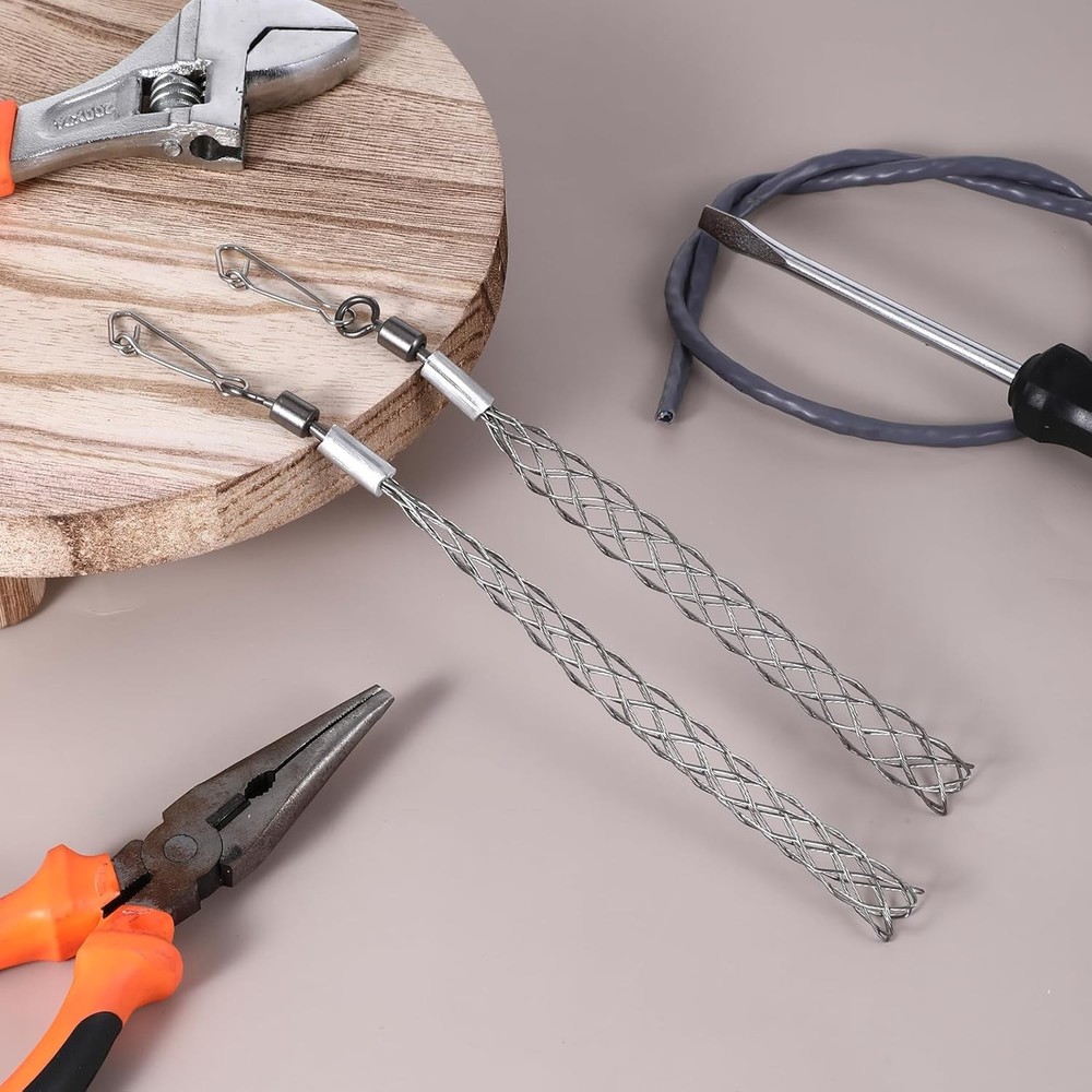 2 PCS 12 Inch Wire Pulling Grip Mesh Cable Sock