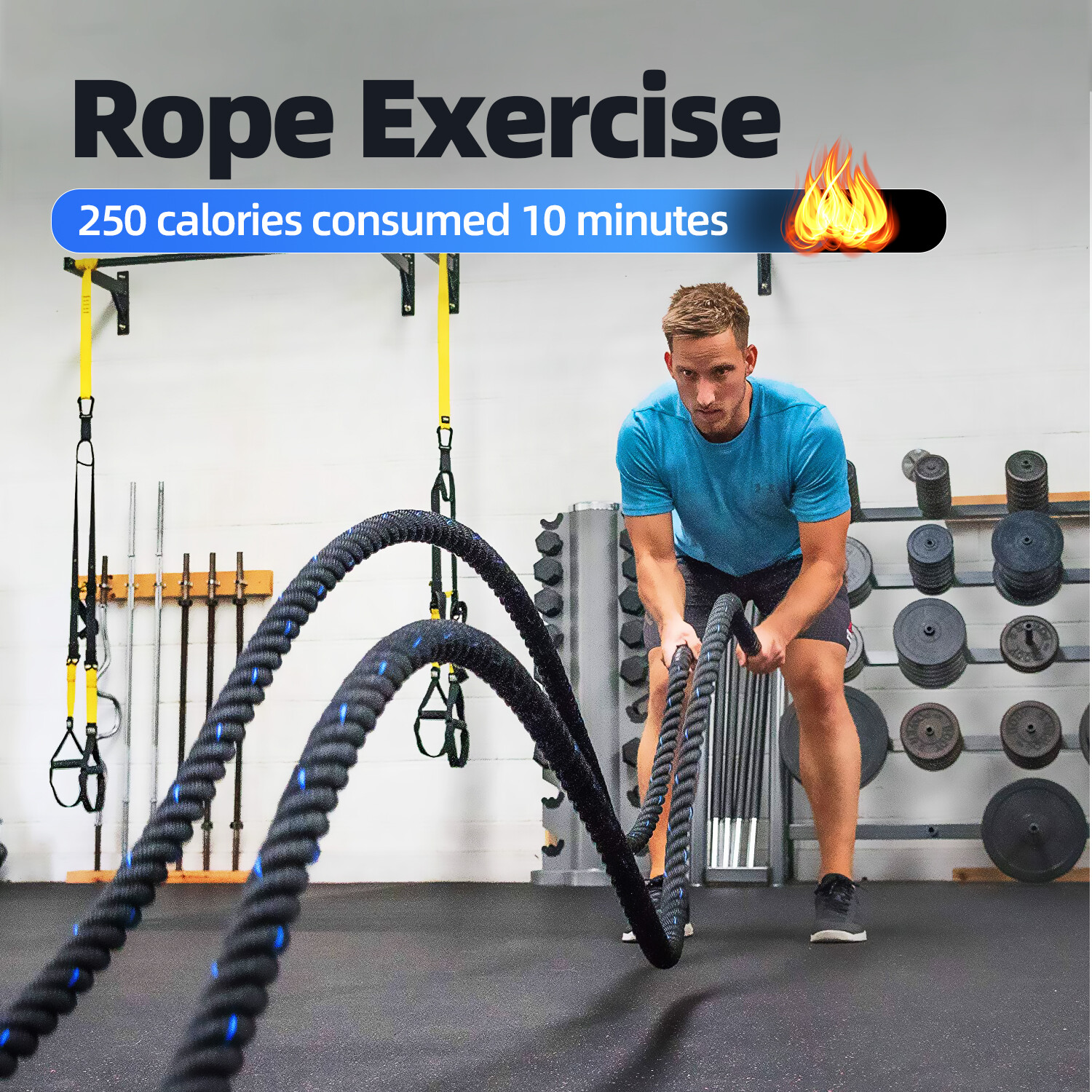 1.5"/2" Battle Rope Gym Workout Strength Exercise Training Rope 30ft/40ft/50ft L