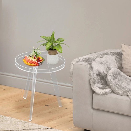 Acrylic Side Table, Clear Side Table, Round Acrylic Side Table