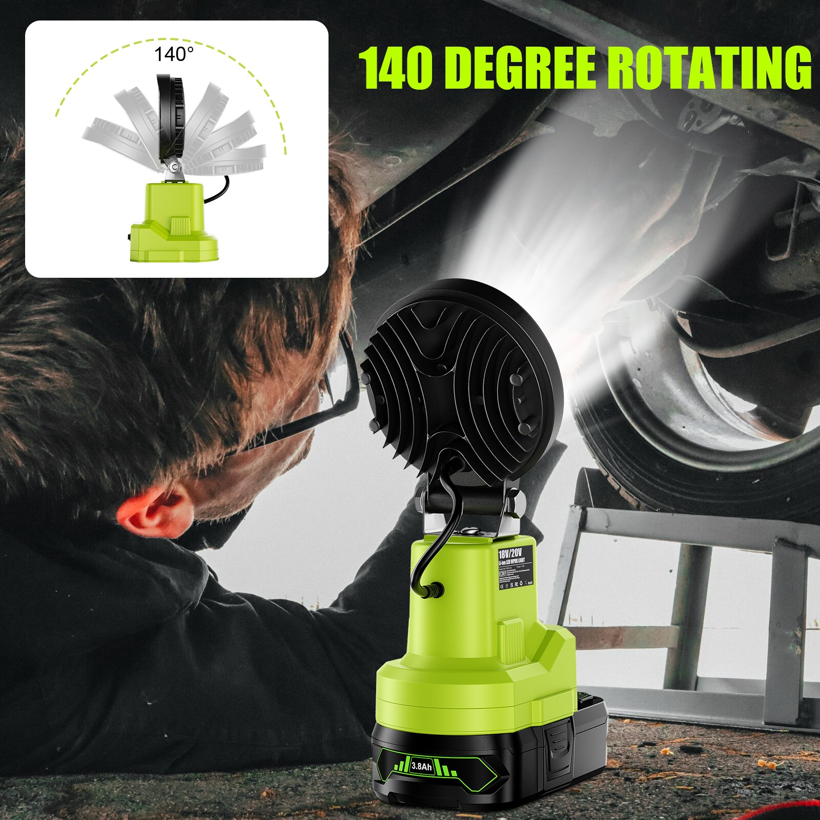 6000K Cordless Tool Light 2100LM LED Work Light for Ryobi 18V Battery 27W