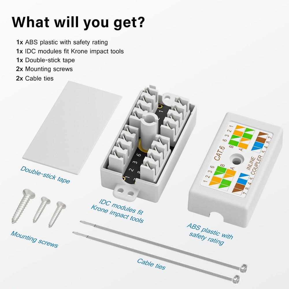 Ethernet Junction Box Cat6 Punch Down Type for Networking Connections