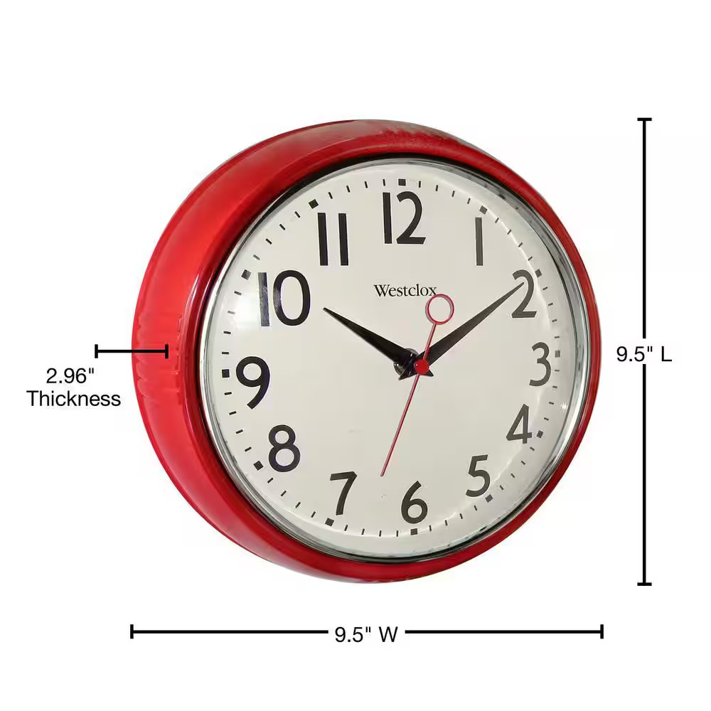 9.5 In. Red Retro Wall Clock