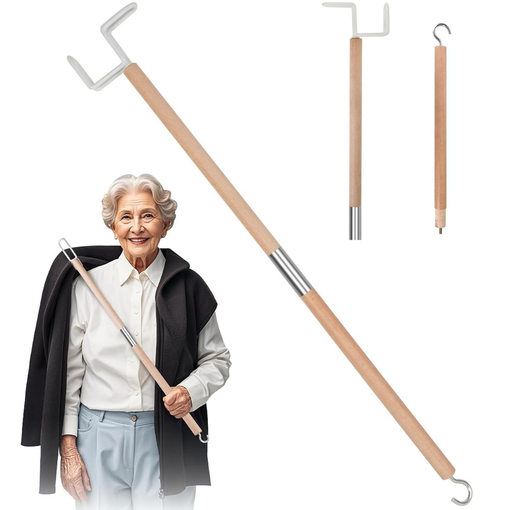 27 Inch Long Dressing Stick Dressing Aid Stick for Elderly Disabled