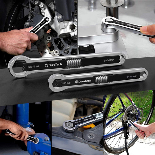 DURATECH Universal Wrench Set, Adjustable Doule Box End, Black, Silver