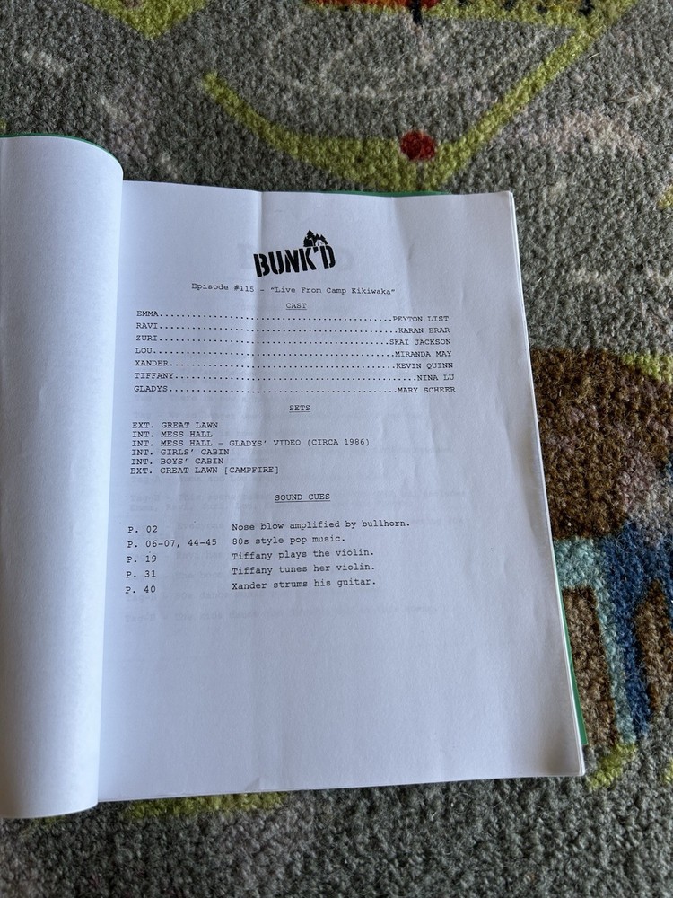 Bunk’d Disney Channel Original S1 Ep 15 Shooting Draft Script 2015