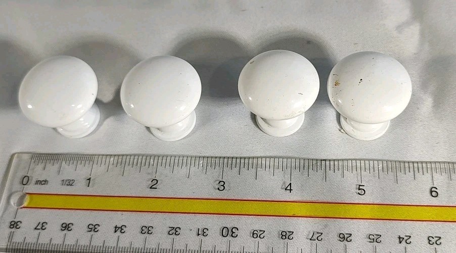 Drawer Pull's: Drawer Knob's Mushroom Shape Metal Knobs Painted White qty 5