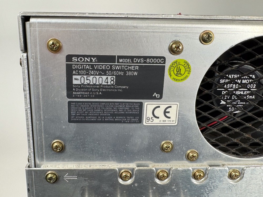 SONY Switcher Control DVS-8000C & Model BKDS-8010 Switcher Panel