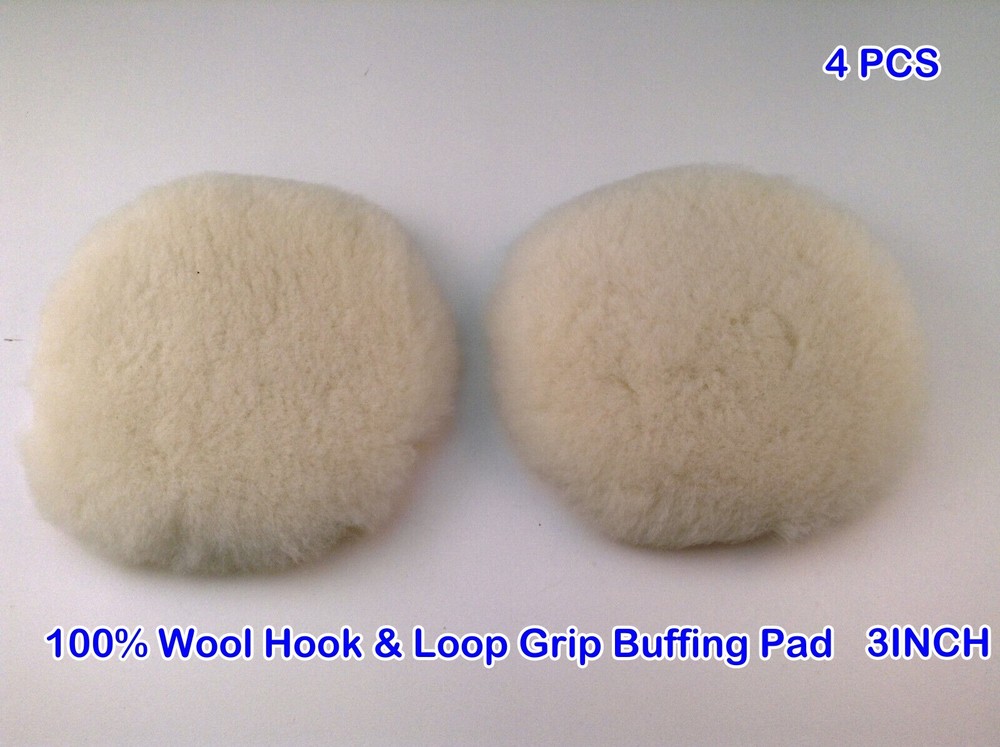 3 Inch Wool Cutting Pad, Wool Buffing Car Polishing Pad Hook & Loop Set - 4pcs