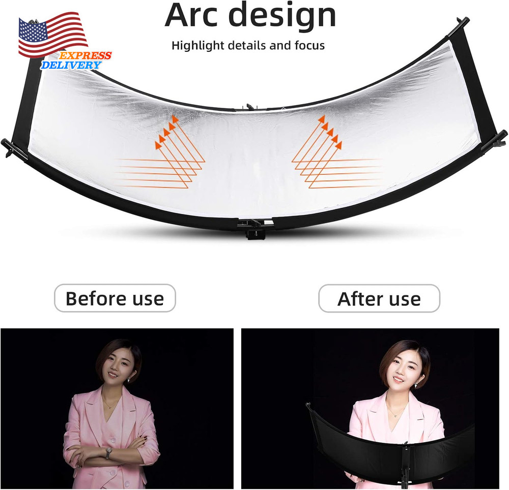 Clamshell Light Reflector Diffuser 71"X24" Arclight Curved Lighting Reflector US