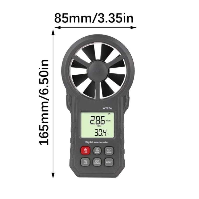 Handheld Digital Anemometer for Outdoor Wind Speeds and Temperature