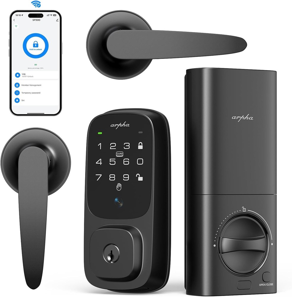 ARPHA Keyless Entry Door Lock Palm Recognition Digital Keypad Deadbolt+Knobs APP
