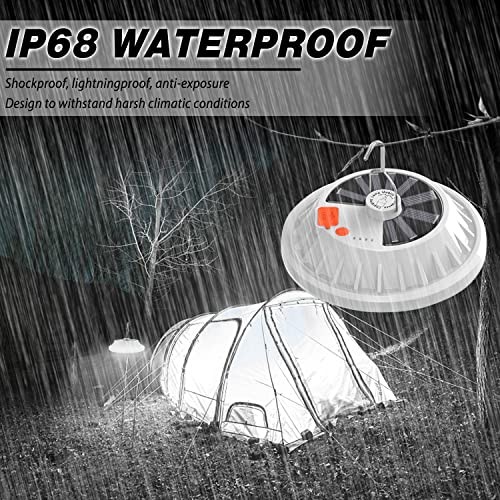 2-Pack Solar Camping Lantern LED Portable Solar USB Rechargeable Flashlight