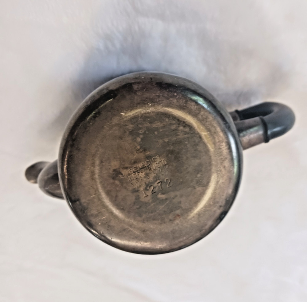 Antique Benedict Indestructo EPNSBMM nickel silver 1940s tea kettle