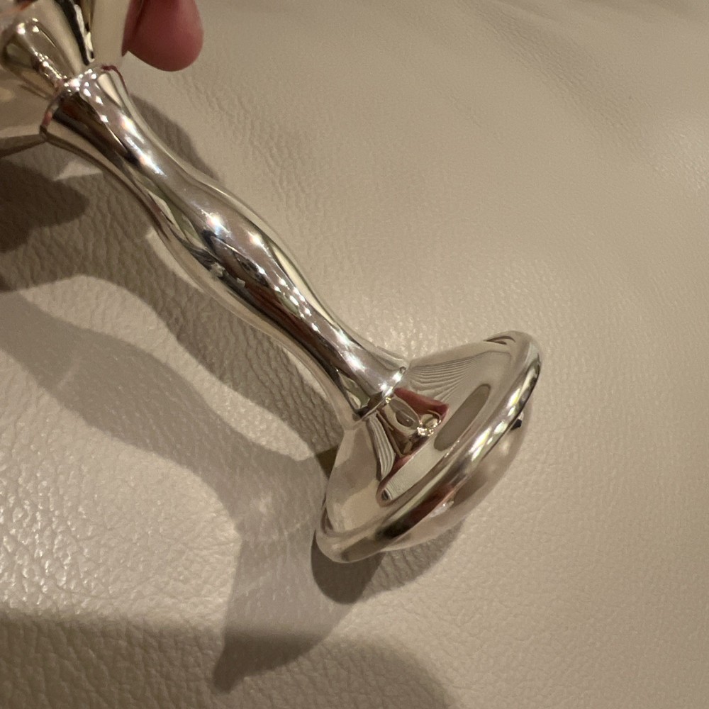 Beautiful Vintage Silver Plate Baby Rattle 4” Barbell Style