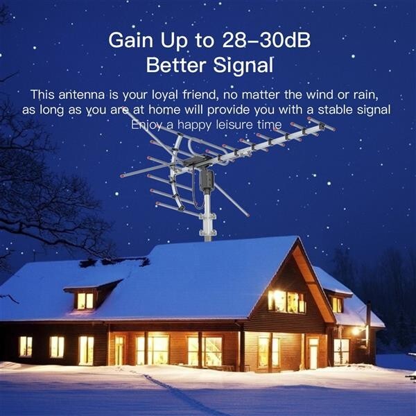 990 Miles HD 1080P Outdoor Amplified HDTV Digital TV Antenna VHF UHF 360°Rotatio