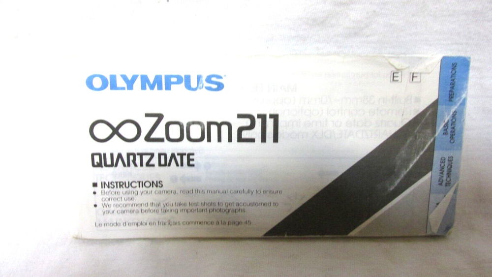 OLYMPUS ZOOM 211 CAMERA MANUAL