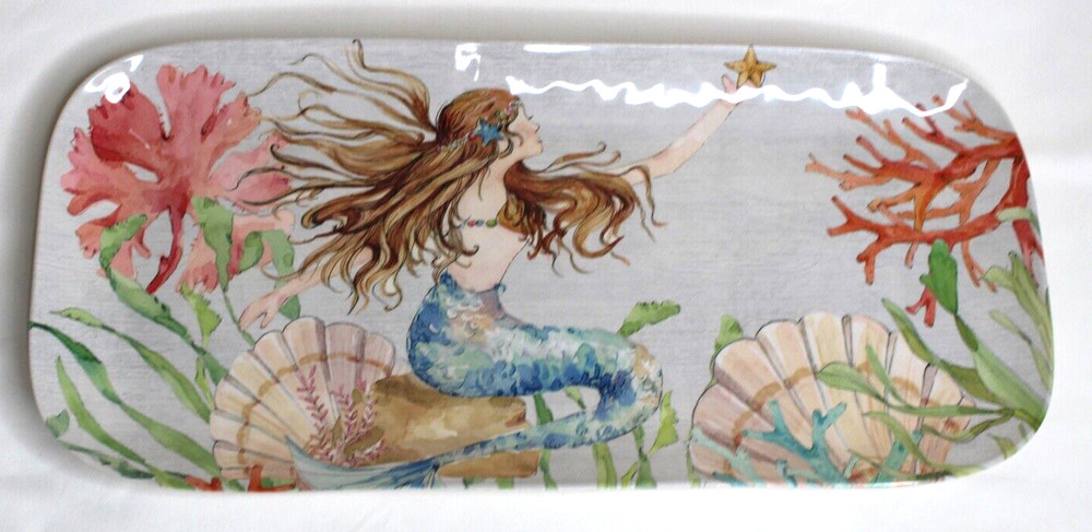 Mermaid Melamine Serving Tray, Dishwasher Safe