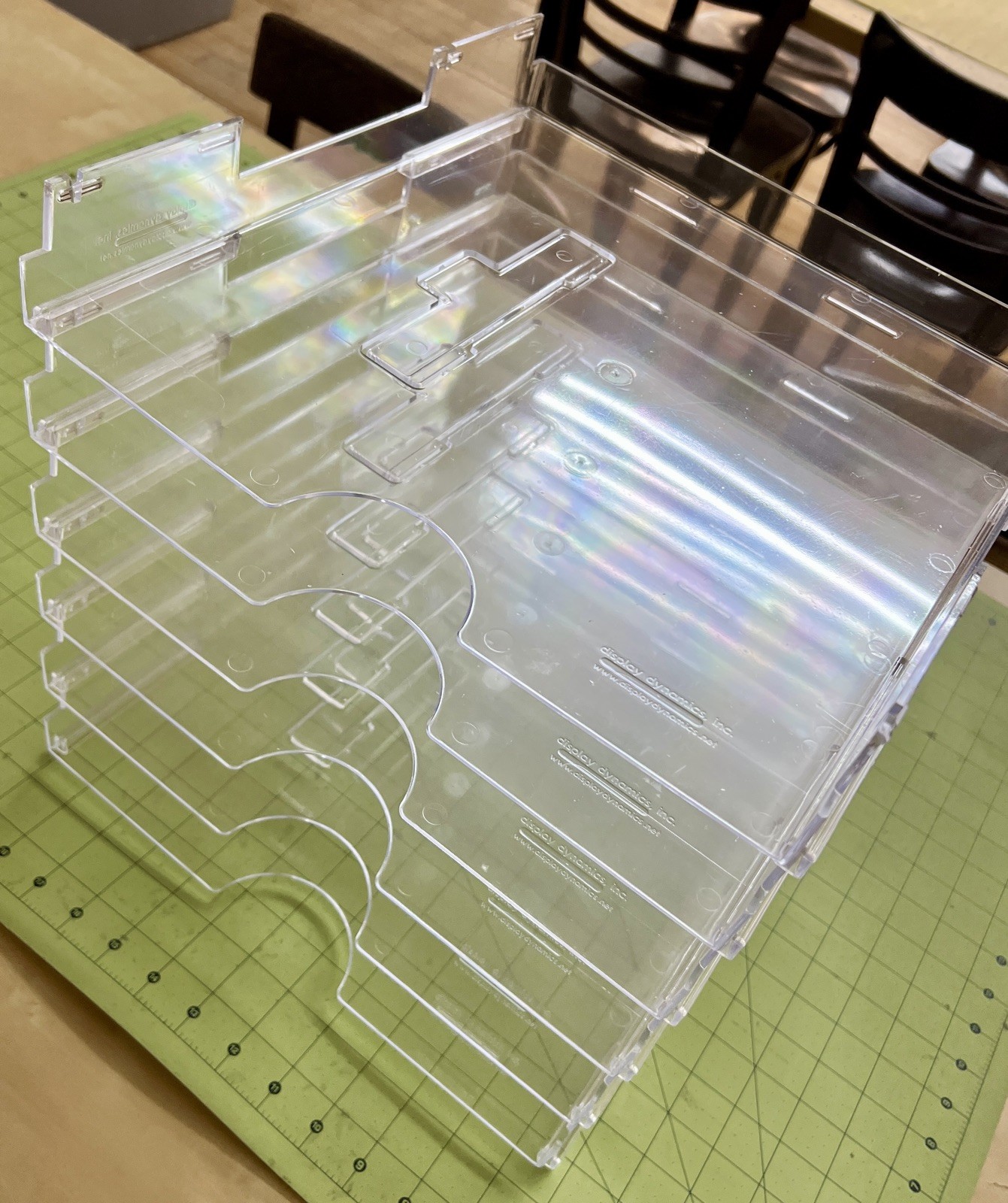Display Dynamics 6 Clear Acrylic Stackable 12.5x13.25x2 Paper Tray Organization
