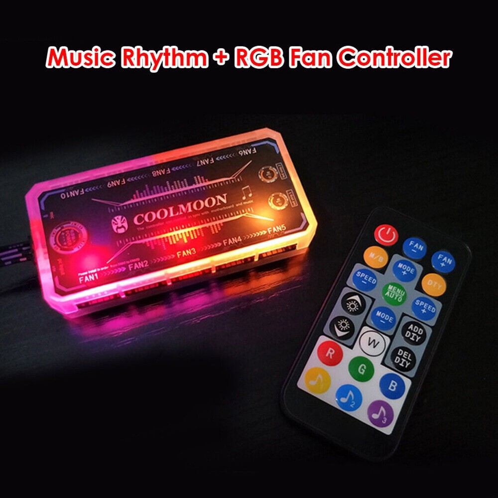 PC Cooling Fan Hub RGB Fan ARGB Controller Remote Control Computer Case Adapter