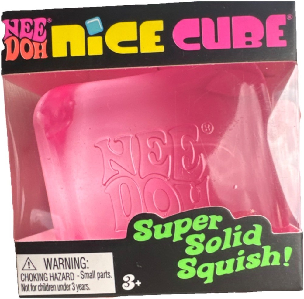 Nee Doh Nice Cube Super Solid Squish Pink Sensory Toy