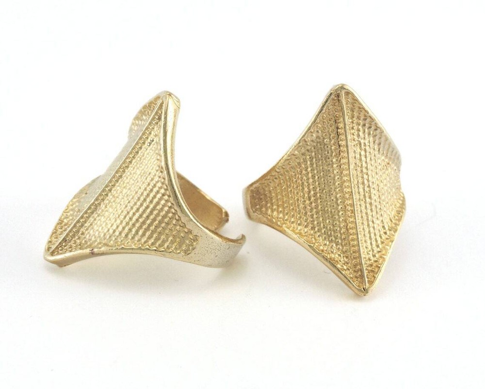 Rhombus Ring Dotted Adjustable Ring Raw brass (18mm 8US inner size) 3276