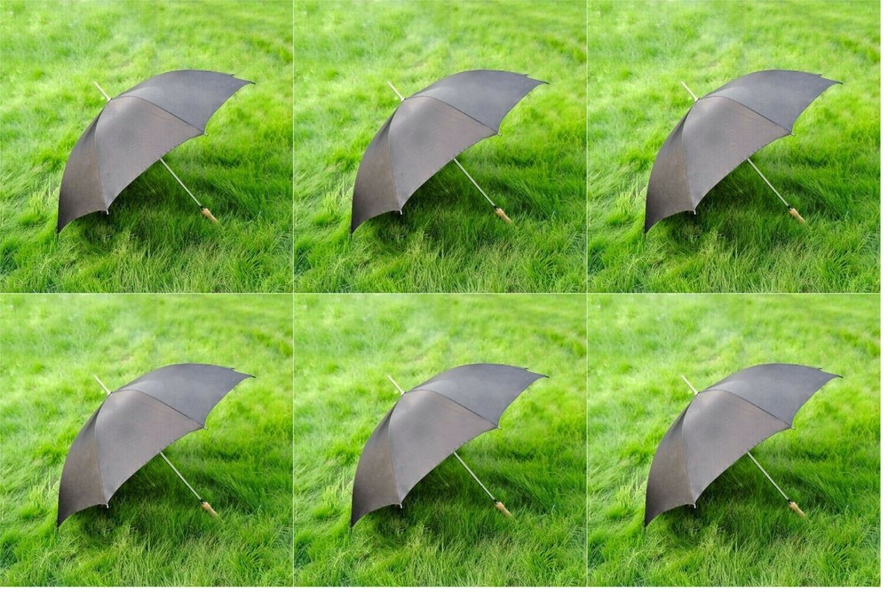 48" Solid Black Rain Umbrellas - Bulk Pack of 6