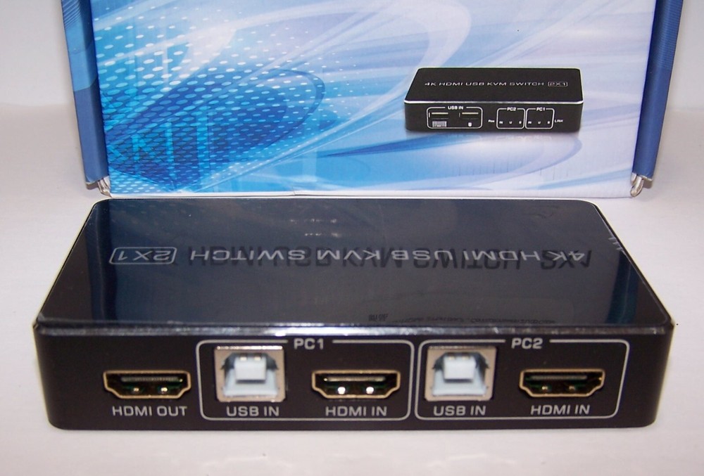 KVM Switch HDMI 2 Port Box,2 USB 2.0 Hub Share 2 Computers