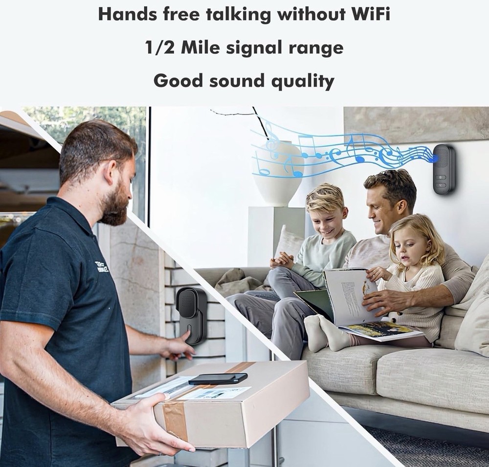 Hands Free Wireless Intercom Doorbell for Home Classroom Two-Way Communicator...