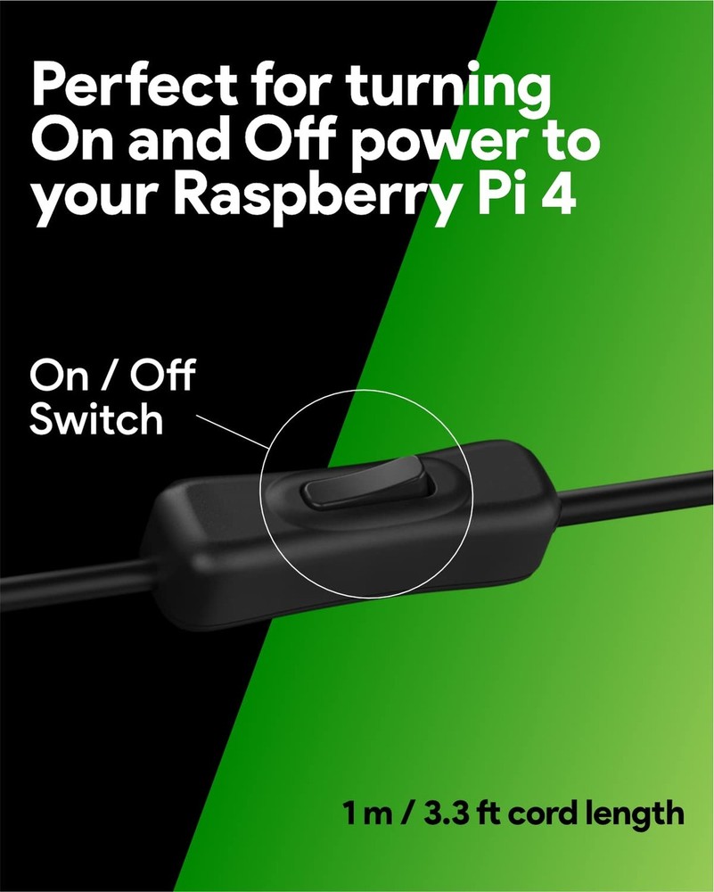 Argon USB C Power Supply with Switch | Raspberry Pi 4 Power Supply