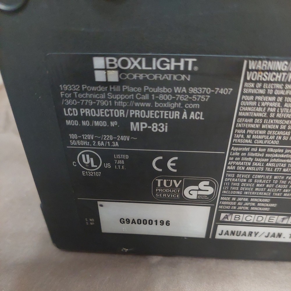 Boxlight MP-83i High-End LCD Projector tested working