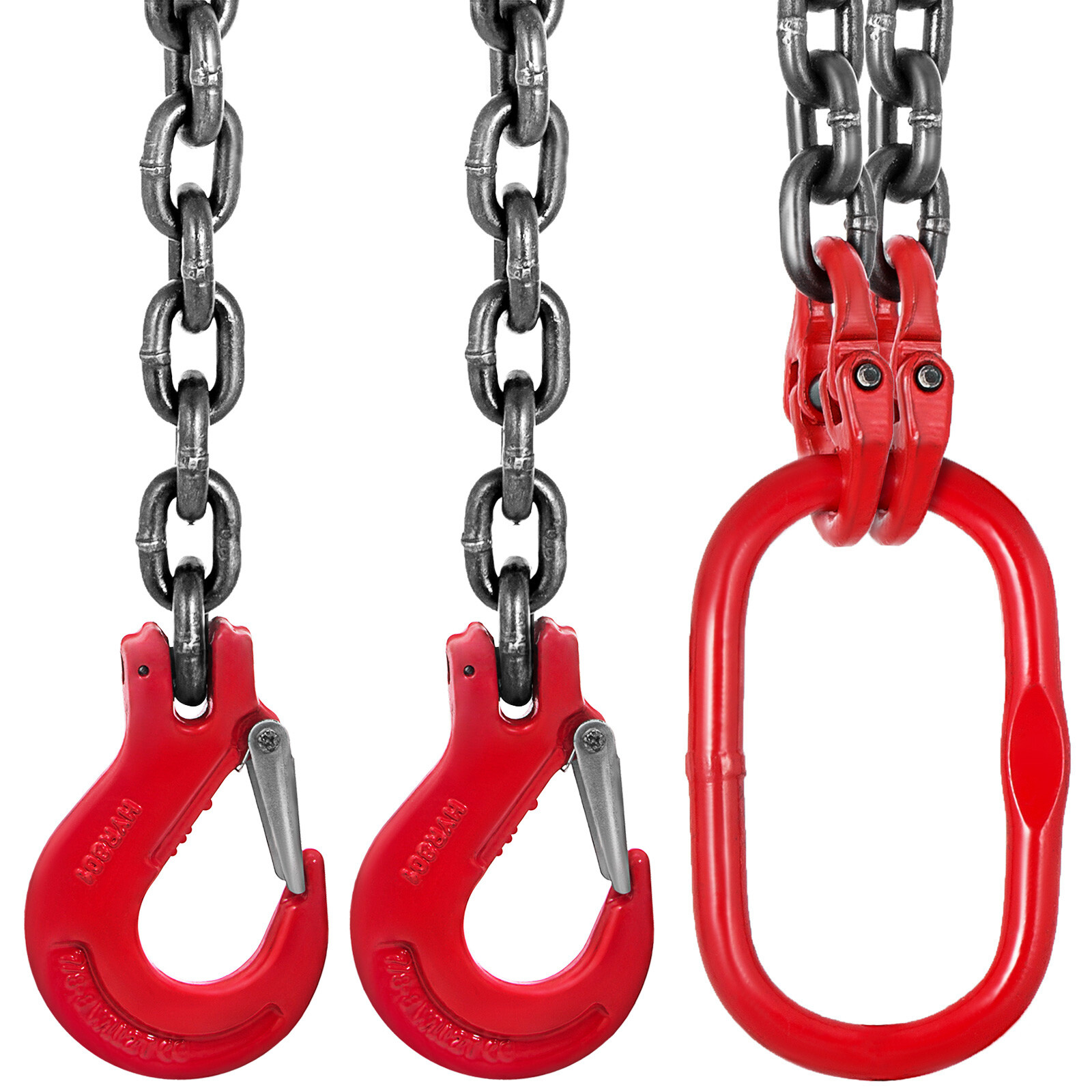 VEVOR 5FT Chain Sling 3/8"x5' Double Legs w/ Grab Hooks 4T/8800lb Capacity G80