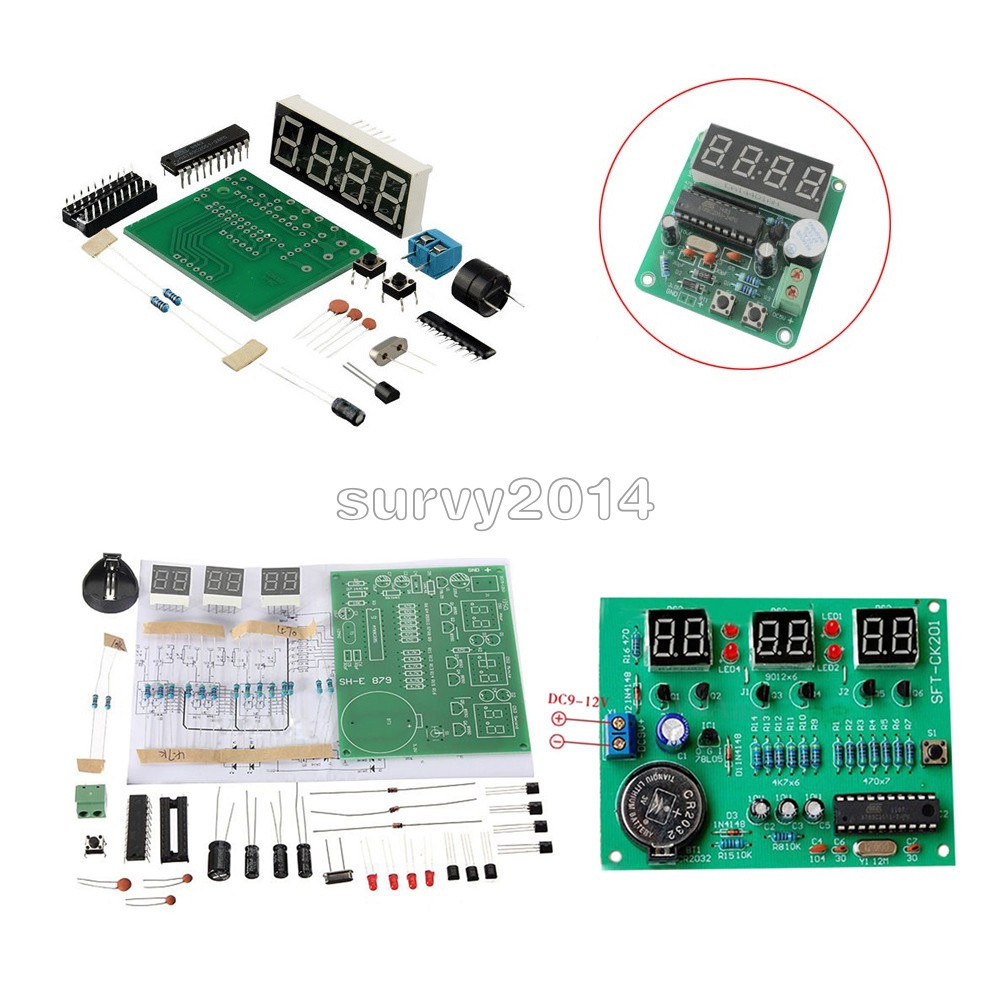 AT89C2051 Digital 4/6 Bits Electronic Clock Electronic Production Suite Kit