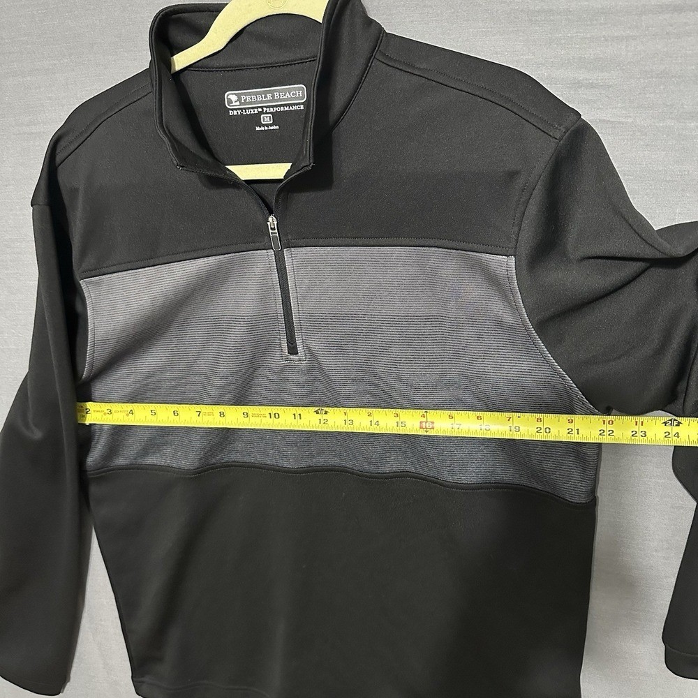 Pebble Beach Mens Dry-Luxe Performance 1/4 Zip Pullover Black Grey Medium
