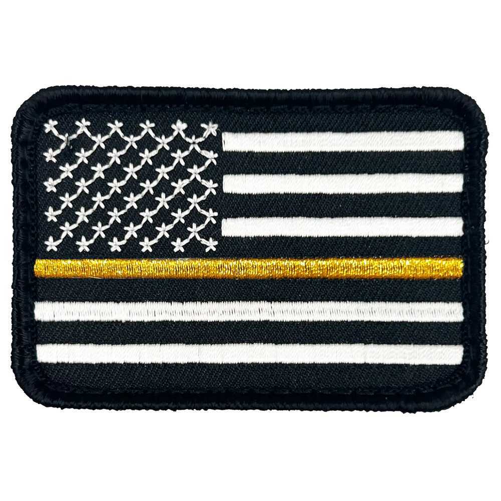 Thin Gold Line Tactical Subdued American Flag Patch with hook and loop back embr