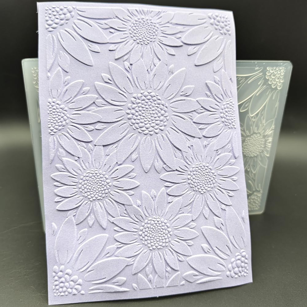 Plastic Embossing Folder 5x7" Big Flowers Pattern Paper Crafts Plastic Textured
