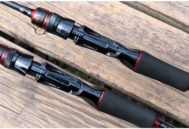 Rollfish Medium light Mod Fast Spinning Rod 6' 2pc. Black/Red
