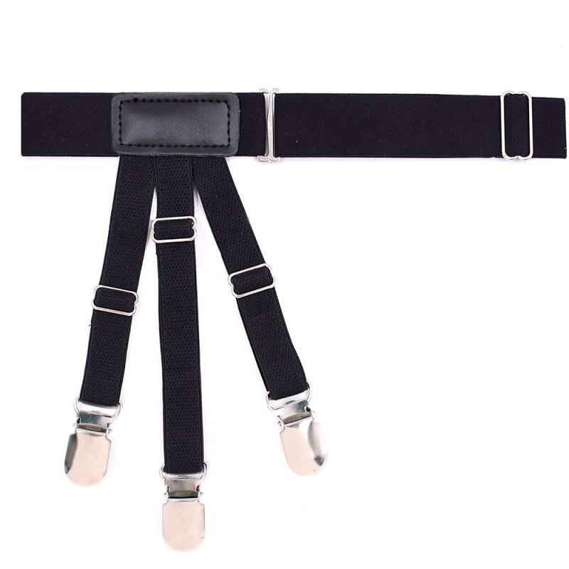 1 Pair Men's Shirt Stay Holder Leg Thigh Suspender Elastic Garter Non-Slip Black