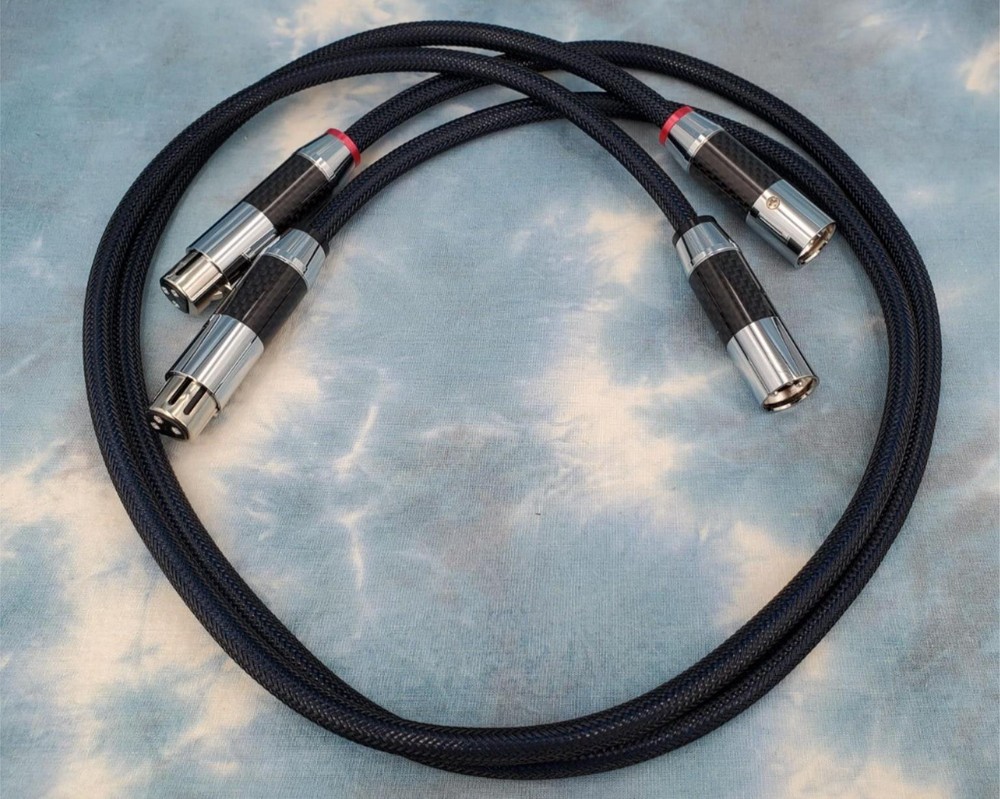 Maze Audio Reference Silver XLR 1 Meter Interconnects Pair Rhodium Carbon Plug