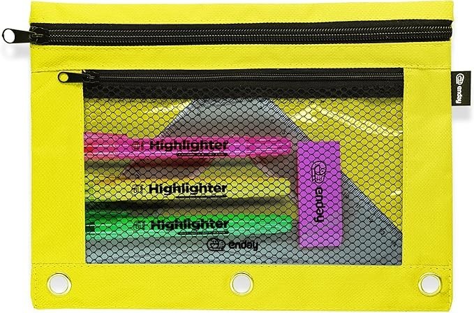 Enday Double Zipper Binder Pencil Pouch