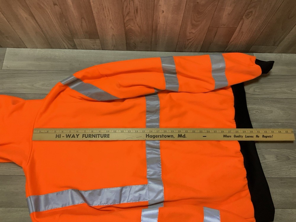Blaze Orange Reflective Winter Construction Labor Work Jacket Mens 3XL