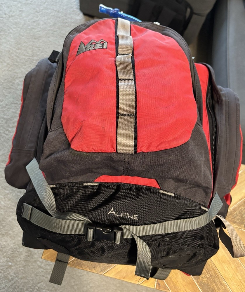 REI Alpine Mountain Backpack.  Slightly used red and black Backpack.