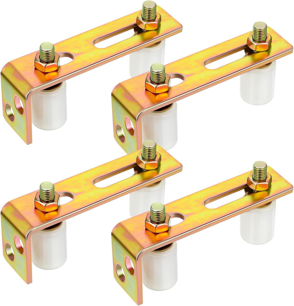 4 Pack Slide Gate Guide Roller Adjustable Dual Nylon Rollers with L Rear Post Br