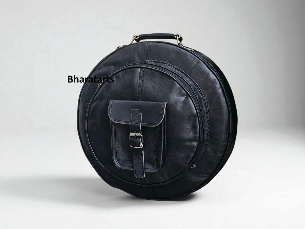 Leather Cymbal Backpack: Vintage Drum Carrying Case