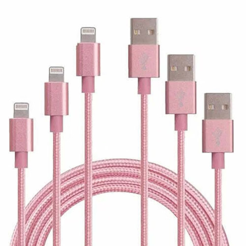 Type: Apple,Color: Pink - 3 To Tango Apple Or Android Charging Cables 3ft-6ft-10