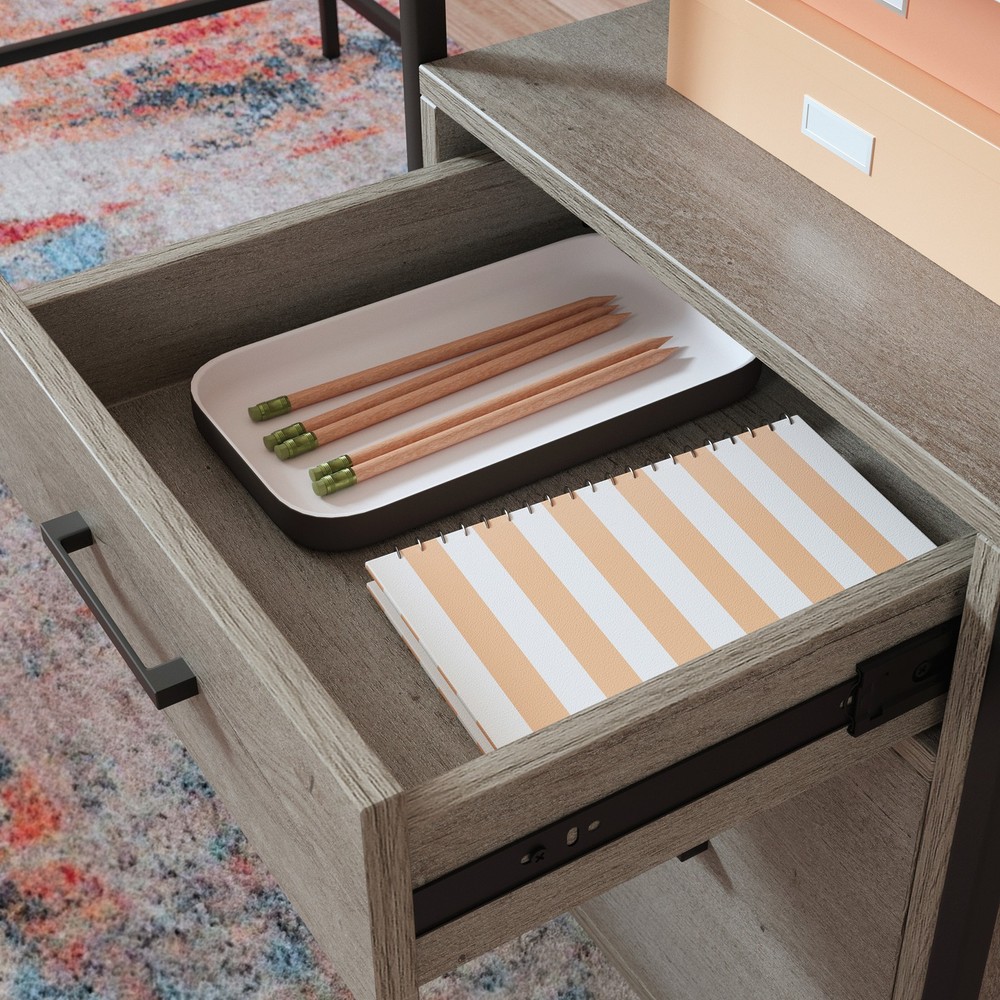 L Shaped Desk Brown, Corner Computer Desk with Keyboard Tray