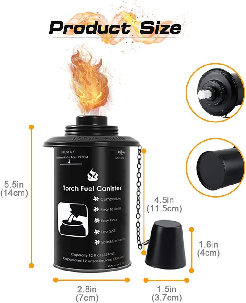 16oz Torch Canisters, 6 Pack Bamboo Torch Refillable Replacement Canister,