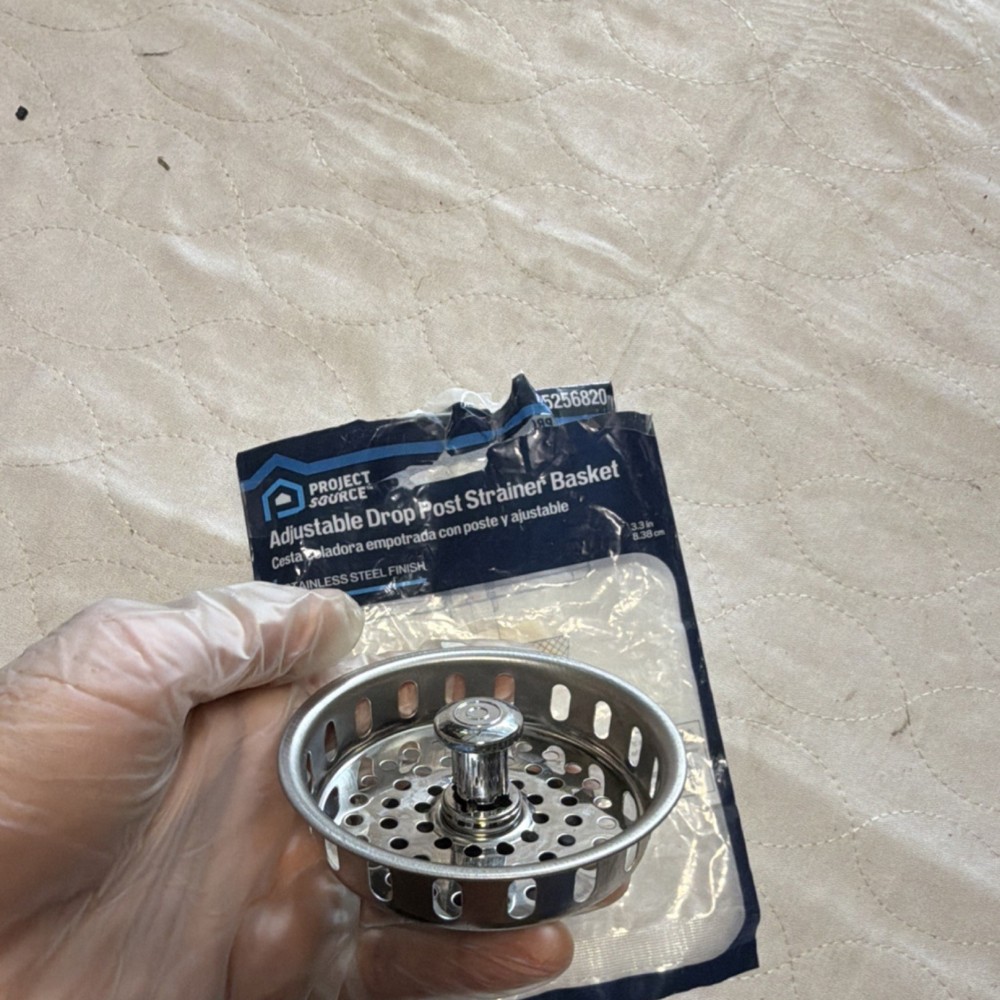 Project Source Adjustable Drop Post Sink Strainer Basket Stainless Steel Kitchen