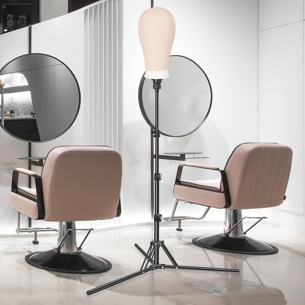 Convenient Adjustable Wig Stand – Ideal for Hairdressing and Training Sessions