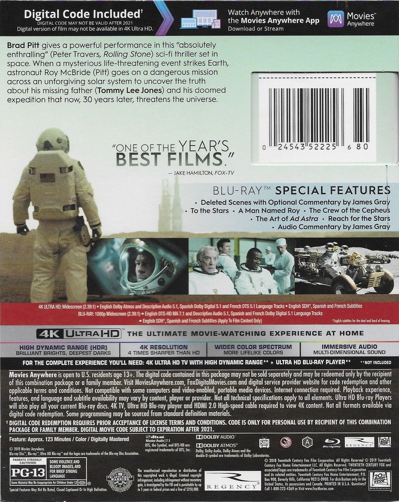 Ad Astra (4K UHD / Blu-ray + Digital) NEW
